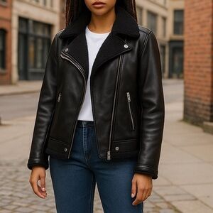 Biker Moto Structured Faux Leather Motorcycle Biker Jacket Size Size Small Edgy